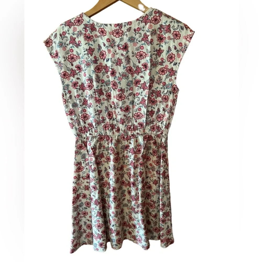 Gap Linen Blend, Front Half Button Down, Cinch‎ Waist, Floral Dress